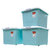 禧天龙Citylong 60L带滑轮收纳箱环保塑料储物箱家用整理箱蝶彩色3支装(蓝色)