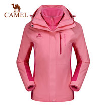 CAMEL骆驼户外情侣款冲锋衣轻量三合一防风耐磨男女冲锋衣 A7W217136/A7W117139(脂胭红/洋红 2XL)