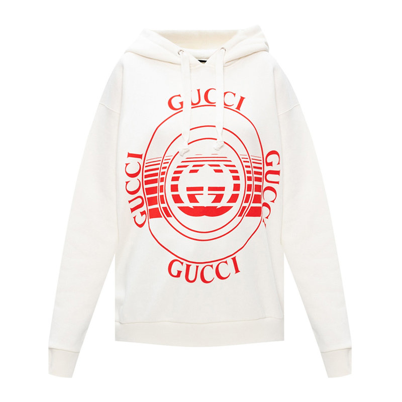 服饰gucci女士红白logo带帽卫衣615061xjcrr9104l码白时尚百搭返回