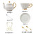 陶瓷咖啡具套装北欧式金边骨瓷咖啡杯茶壶茶杯托盘英式下午茶茶具(一壶2杯2碟2陶瓷勺子+麻花铁架（送2金勺2叉） 默认版本)