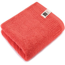 三利 50支精梳棉优选简素加大毛巾1条 35×80cm 柔软吸水亲肤面巾(橘红色)