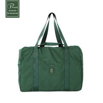 轻便手提旅行包可折叠旅行袋大容量出差登机单肩行李袋可套拉杆箱(大号加强版墨绿 大)