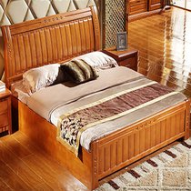 【京好】床实木床 现代中式卧室实木家具 双人床高箱储物床婚床A152《送到市自提》(海棠色高箱款 双人床宽1.8长2米)