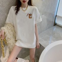 SUNTEK白色宽松短袖T恤女2022早春新款夏季chic港风潮牌上衣ins超火(L 116-135斤 纯棉短袖【罐头猫】)