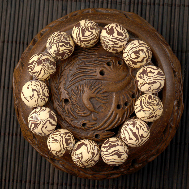 【手串珠串图片】潘家园绞胎瓷原生态花虎纹手串手链佛珠1.