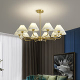 古娜/Gunight 现代简约全铜客厅卧室房间吊灯黄铜材质LED新款轻奢吊灯(6头 单色白光)