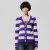女V领条纹毛衫 111321045405(蔷薇紫 M)