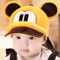 婴儿帽子秋冬季宝宝帽子男女新生儿套头帽韩国儿童鸭舌帽加绒保暖1-2-3岁(黄色)
