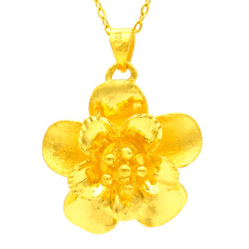 香榭丽珠宝 黄金吊坠 999足金梅花吊坠 盛放梅花显大女士项坠
