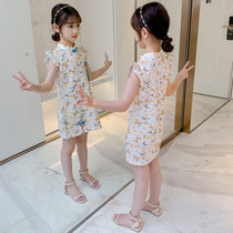 比得兔 女童连衣裙夏装2021新款飞袖洋气旗袍裙中小童儿童夏季女孩公主裙(160 白)
