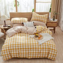 曼莱莎家纺 北欧风ins床上四件套洛卡棉格子套件被套床家用双人4件套四季(时尚节拍)