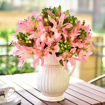 插花北欧创意简约白色餐桌干花装饰美式欧式复古经典白百黛花艺套装