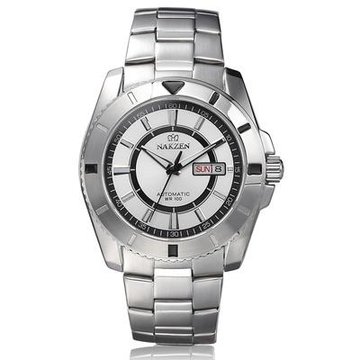 名古城 nakzen 日本名表 男士钢带机械手表6005g(白色表面)