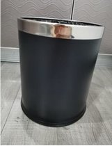 垃圾桶小桶客房桶收纳桶家用无盖厨房创意办公室单层双层KTV卧室(单层黑色（塑料） 默认版本)