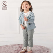 女童双层外套春秋冬款婴儿童小女孩宝宝针织开衫2021新款洋气1-5岁SW0Q183051(120cm 浅蓝色)