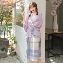 古装汉服女晋制交领齐腰襦裙超仙中国风春秋夏季薄款(紫蓝色 L)