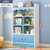 书架落地简易家用儿童客厅卧室小户型置物架网红书柜一体靠墙柜子(蓝白带柜门60X24X136cm)