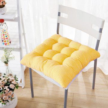 天池茗品坐垫椅子沙发垫加厚椅垫学生软坐垫办公室方形金黄4040cm