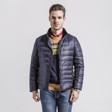 圣吉卡丹sancardy2015男装秋冬新款时尚纯色休闲百搭男款薄羽绒服外套