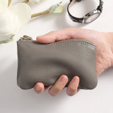 ROYAL MAINE休闲软牛皮卡包零钱包女式手拿包硬币包简易时尚女包(灰色 自定义)