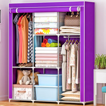 索尔诺简易布衣柜超大空间加厚无纺布时尚大号布衣橱加固组合衣柜 储物柜 收纳柜2401(紫色 2401)