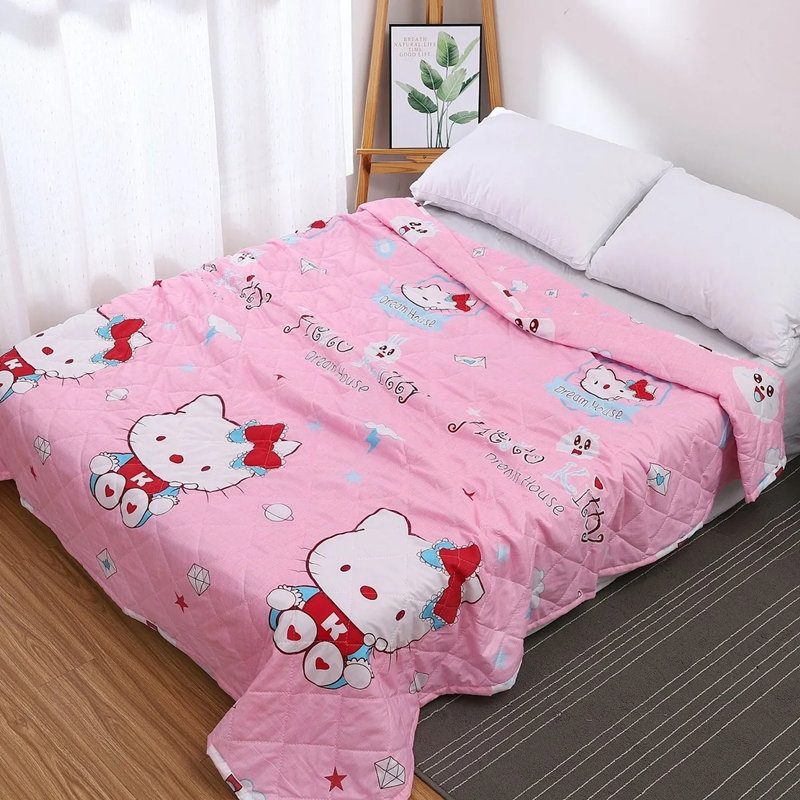 夏凉被空调被可水洗单人双人儿童被春秋薄被子(粉色大脸猫)图片大全