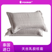 POKALEN【直营】乳胶枕套防螨单人48cm×74cm专用单个枕头套大号(清新绿-1对枕套)