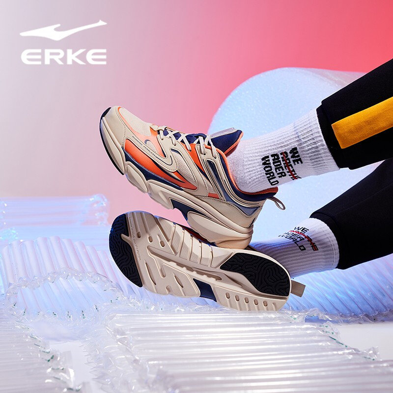 跑步鞋鸿星尔克男子减震跑步鞋新款男潮流跑鞋老爹鞋百搭款