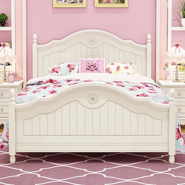 韩式田园床公主床双人床18米婚床主卧床板式床象牙白色1800mm2000mm