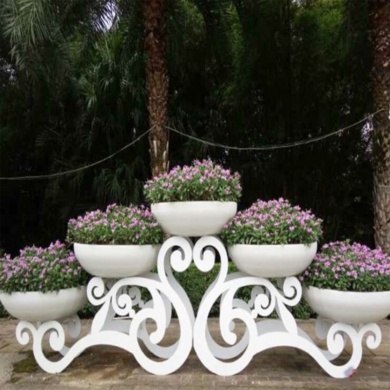 箱类俊采云jcyxw708花架户外景观大型花架广场五盆铁艺花架单位件白色