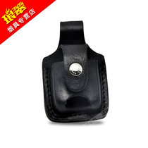 打火机zippo正版 芝宝配件zipoo手工钢扣皮扣棕色黑色真皮皮套zip(黑色镂空皮套)