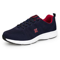 新款低帮鞋男鞋透气潮鞋素面运动鞋休闲时尚鞋飞织跑步鞋 Z-658(深蓝红 42)