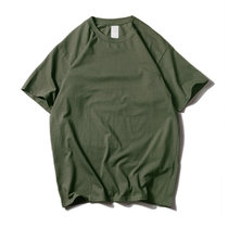 主推款 棉日系t恤圆筒宽松不透短袖重磅纯色打底空白衫tshir定制(军绿色 M)