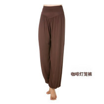 新款瑜伽裤莫代尔灯笼裤女运动长裤广场舞蹈服装宽松大码1051(咖啡色长裤 XL)