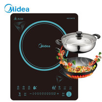 美的(Midea) 电磁炉 C21-RT2173 10档大火力 汉森整板触控 文武双火 预约定时配炒锅+汤锅(2100W)