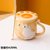 可爱猫咪马克杯卡通陶瓷杯子情侣男女水杯咖啡杯带盖勺早餐牛奶杯(168黄色猫咪（泡沫装）)