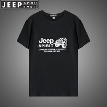 JEEP SPIRIT吉普男装T恤夏装纯棉短袖t恤圆领字母图案半袖套头衫百搭全棉短t(2-2014黑色 XL)