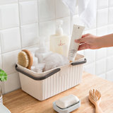 创意多功能手提收纳篮卫生间洗澡杂物整理筐居家日用塑料收纳盒(米色 单个)