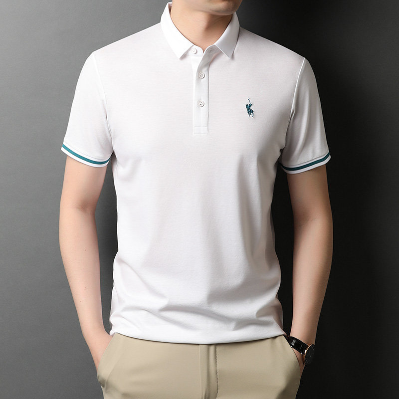 polo衫珍真羊夏装翻领时尚短袖polo衫男士休闲半袖潮流上衣yy293黑色m