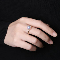 风下Hrfly 唯爱の珍珠戒指 8.5-9mm 正圆 Ji光 几乎无暇日本Akoya海水珍珠 18K金钻石戒指