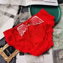 SUNTEK本命年喜庆女内裤多款冰丝蕾丝性感镂空红内裤(93cm C1680)