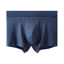 新款莫代尔内裤男纯棉高弹透气爽滑日系条纹平角裤(蓝色 XL(120-140))