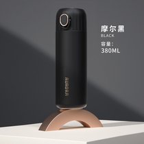 弹跳盖保温杯女简约清新水杯子304瓶男学生大容量可爱少女便携ins(高品质316不锈钢【摩尔黑380ML】告白杯)
