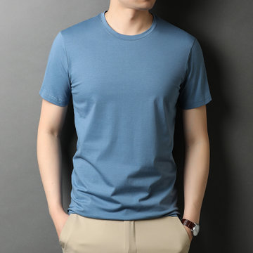 珍真羊夏季圆领纯棉短袖t恤宽松时尚潮流男士半袖上衣yy9500黑色l