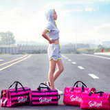 独立鞋袋pink条纹健身包旅行斜跨包手提行李袋瑜珈包防水游泳包女zw2505(玫红大号条纹)