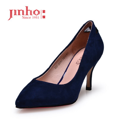 金猴jinho 简约魅力职业正装女单鞋 都市高跟羊皮反绒春秋女鞋 q59040