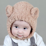 milky friends婴儿帽子3-6-12个月冬季男女宝宝套头帽秋冬新生儿帽子胎帽潮(咖啡 均码（46-50CM）)