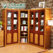 千喜凡品雅居 实木书柜书架组合橡胶木家具F011#书柜(三门书柜)