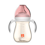 好孩子PPSU奶瓶小饿魔系列粉色300ml 宽口径奶带手柄吸管母乳质感