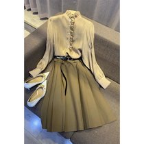 一三得衫女装2021早秋新款时尚套装女半身裙两件套【送腰带】(卡其色 XL)